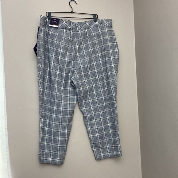 Ava & Viv Women's High-Rise Ankle Tapered Pants Off-White Plaid Size 20 NWT - Picture 6 of 6